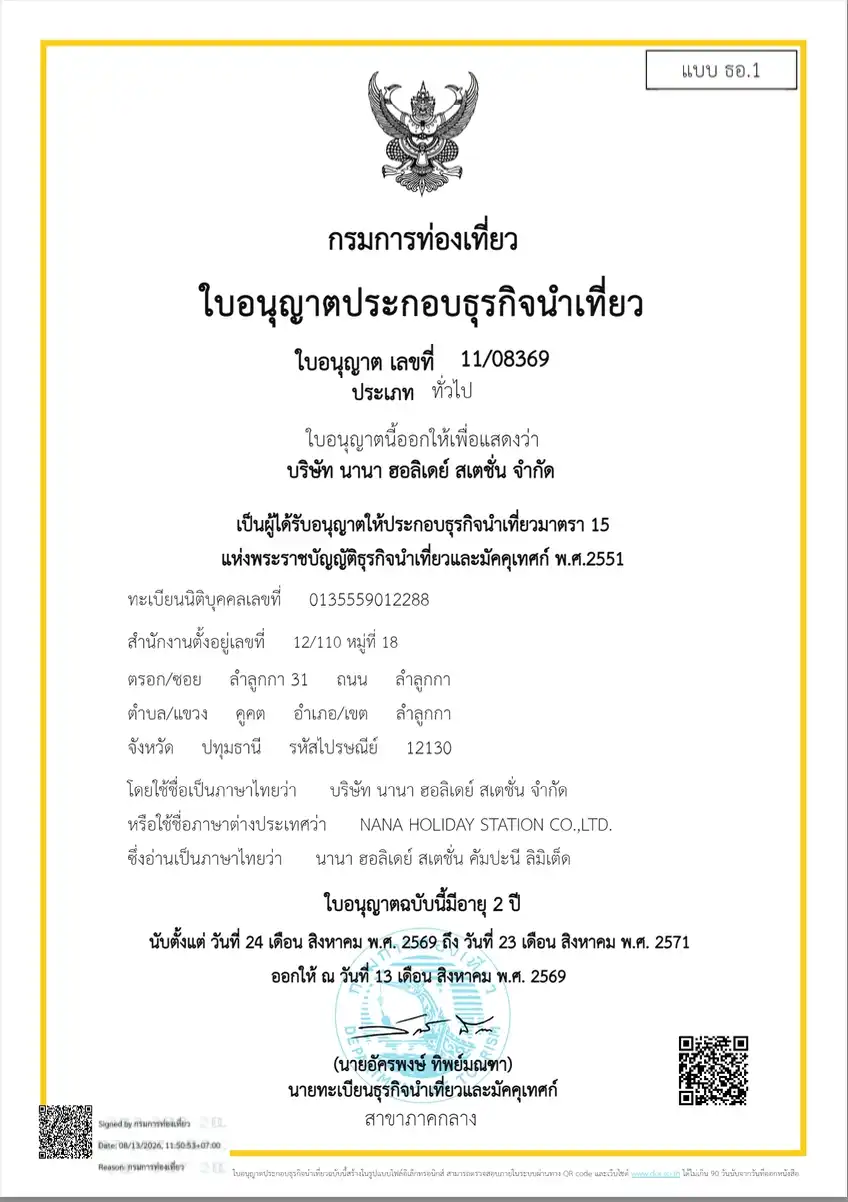 ใบอนุญาตธุรกิจนำเที่ยว